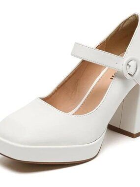 Women 4 Inches High Platform Mary Jane Shoes Chunky Block Heels